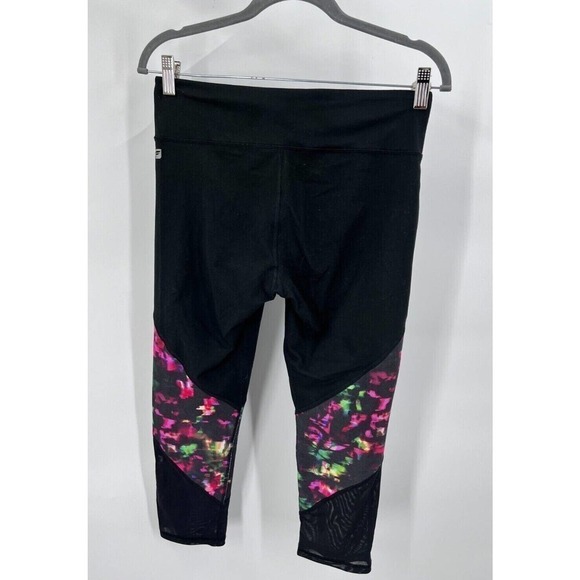 Fabletics S Salar Statement PowerHold Mesh Abstract Print Black Capri Leggings - Picture 4 of 6